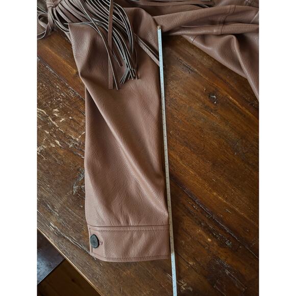 Avec Les Filles for Anthropologie Fringe Faux Leather Shacket XS - Picture 9 of 14